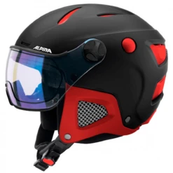 Alpina Attelas VHM - Skihjelm Med Visir - Sort/Rød Matt